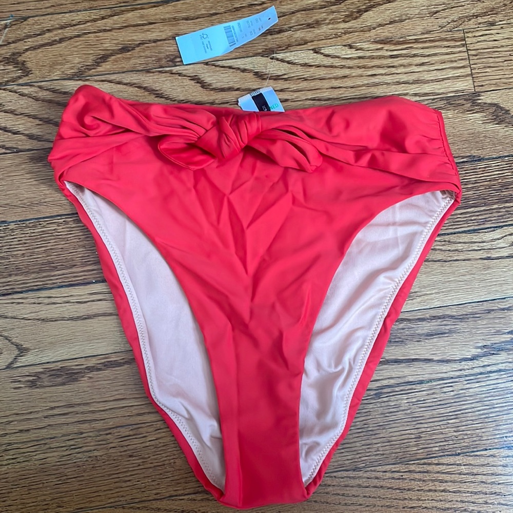 J Crew High-cut tie-waist bikini bottom in cerise